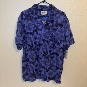 NWT $70 Trunks Button Front Shirt Blue Print Mens Size XL